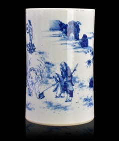 Chinese Blue & White "Elephant Wash" Brushpot