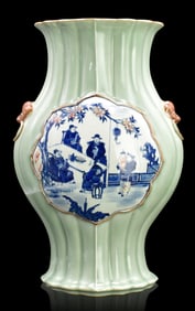 Chinese Celadon Ground Blue& Copper Red Zun,18th C