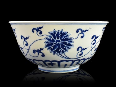 Chinese Blue & White Lotus Bowl, Guangxu Period