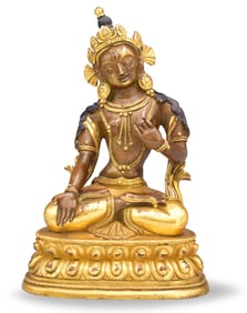 Chinese Gilt Bronze Usnisa Sitapatra Buddha,18th C