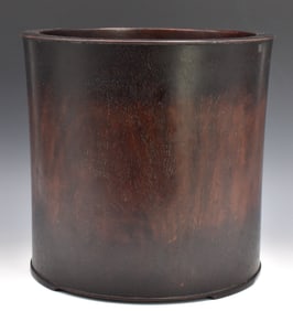 Large Chinese Zitan Wood Carved Brushpot, Qing D.