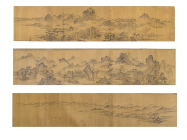 Chinese Hand Painting Scroll of Landscape, 17th C.
