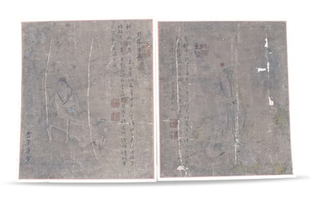 2 Chinese Painting on Silk w/ Figures,Qing Dynasty
