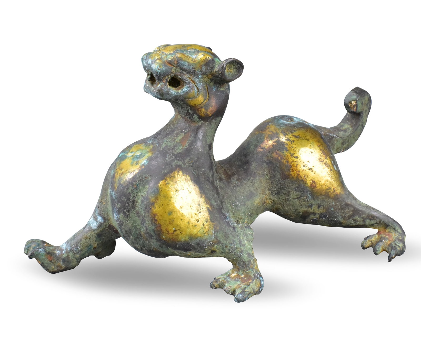 Chinese Gilt Bronze Walking Beast, Han Dynasty (1 of 11)