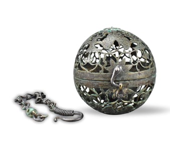 Chinese Bronze Censer w/ Chain, Tang Dynasty