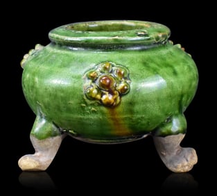 Chinese Sancai Glazed Tripod Censer,Liao Dynasty
