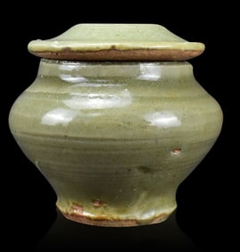 Chinese Longquan Celadon Covered Jar, Yuan Dynasty