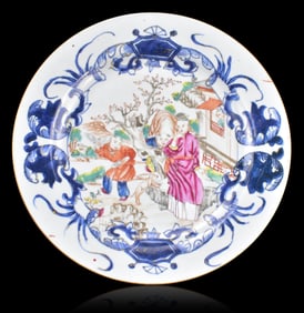 Chinese Export Famille Rose Dish w/ Figure,18th C.