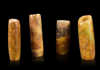 Group of 4 Ancient Chinese Jade Carved Beads