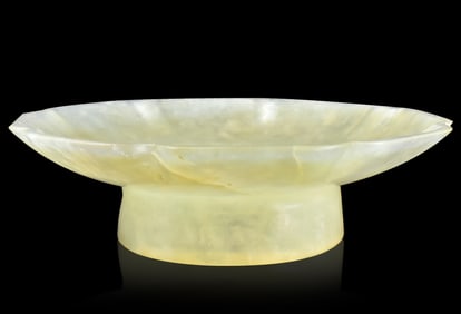 Chinese Jade Carved Stem Dish, Possible Yuan Dynas