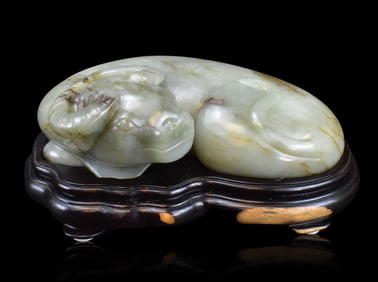 Chinese Jade Carved Buffalo Figure,Qing Dynasty