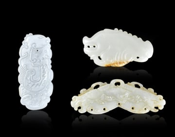 3 Chinese Jade Carved Plaques, Qing Dynasty