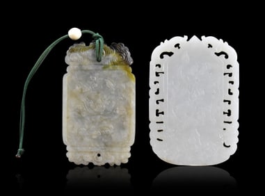 2 Chinese Jade Carved Plaques, Qing Dynasty