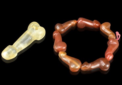 Chinese Agate & Rock Crystal Carved Penis, Qing D.