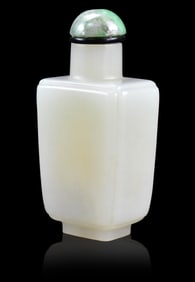 Chinese White Jade Carved Snuff Bottle, 18th C.