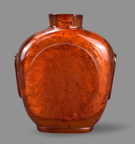 Chinese Amber Carved Snuff Bottle, 18th C.