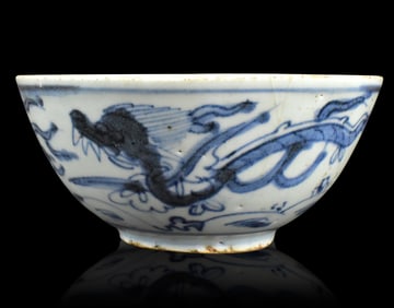 Chinese Blue & White Dragon Bowl, Ming Dynasty