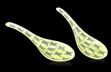 Pair Chinese Imperial "Shou" Spoon,Tongzhi Period