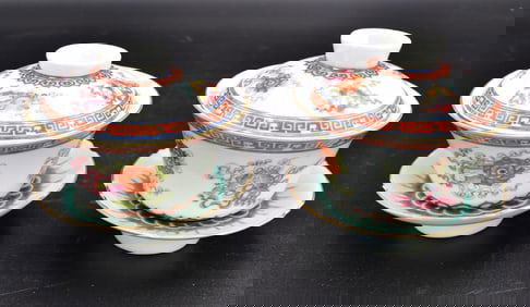 2 Set Chinese Famille Rose Covered Bowl,Guangxu P.