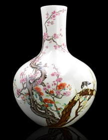Large Chinese Famille Rose "Magpie" Vase, 19th C.