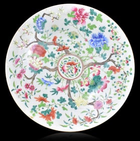 Large Chinese Famille Rose Floral Charger ,19th C.