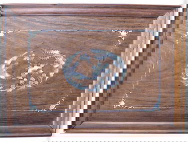 Chinese Huali Wood Tray w/ MOP Inlaid, 19th C.