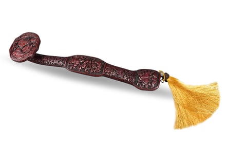 Chinese Carved Lacquered Ruyi Scepter