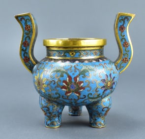 Chinese Cloisonne Tripod Censer, 18/19th C.