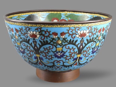 Large Chinese Cloisonne Lotus Bowl, 19th C.