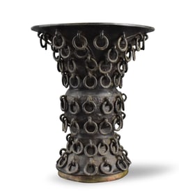 Chinese Bronze Gu Vase w/ 108 Rings, Ming Dynasty