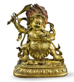 Chinese Gilt Bronze Mahakala Figure,18th C.