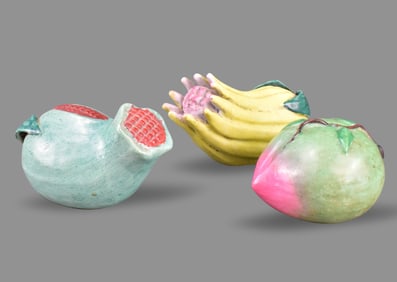 Set 3 Chinese Famille Rose Porcelain Fruit, ROC Pe