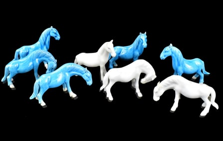 Group of 8 Chinese Porcelain Horse Figures,ROC Pe.