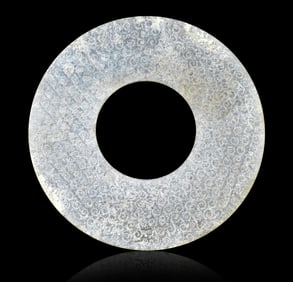 Large Chinese Han Style Jade Carved Bi Disc