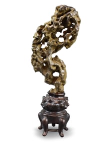 Chinese Taihu Stone Carved Scholar Rock on Stand
