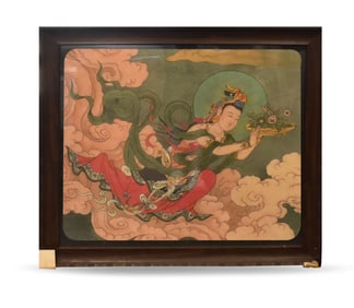 Framed Chinese Fresco Painting of Guanyin