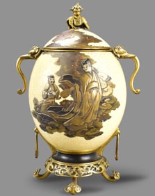 Japanese Ostrich Egg w/ Lacquer, Meiji Period