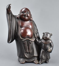 Japanese Bronze Hotei Figure, Meiji Period