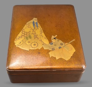 Large Japanese Covered Lacquer Box, Meiji Period