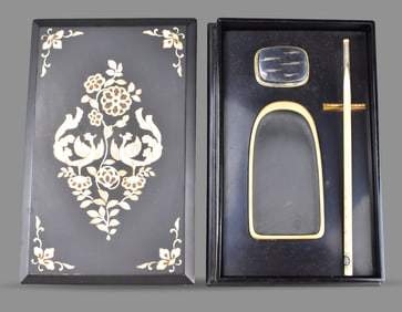 Japanese Covered Writing Box w/ MOP, Meiji Period