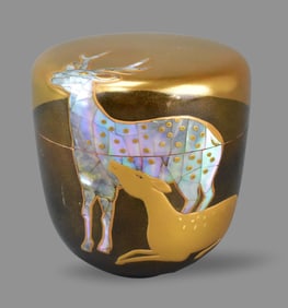 Japanese Lacquer Box w/ MOP Deer Inlaid