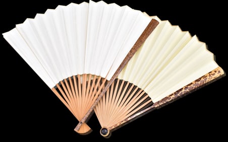 2 Japanese Spotted Bamboo Fan, Meiji Period
