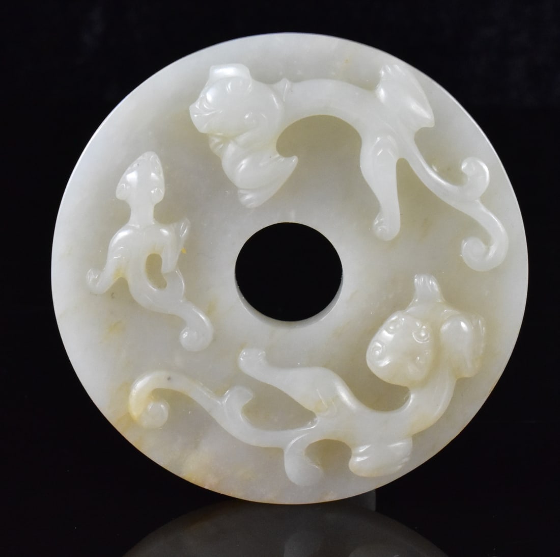 Chinese Jade Carved Bi Disc w/ Chi Dragon, 18th C. (1 of 11)