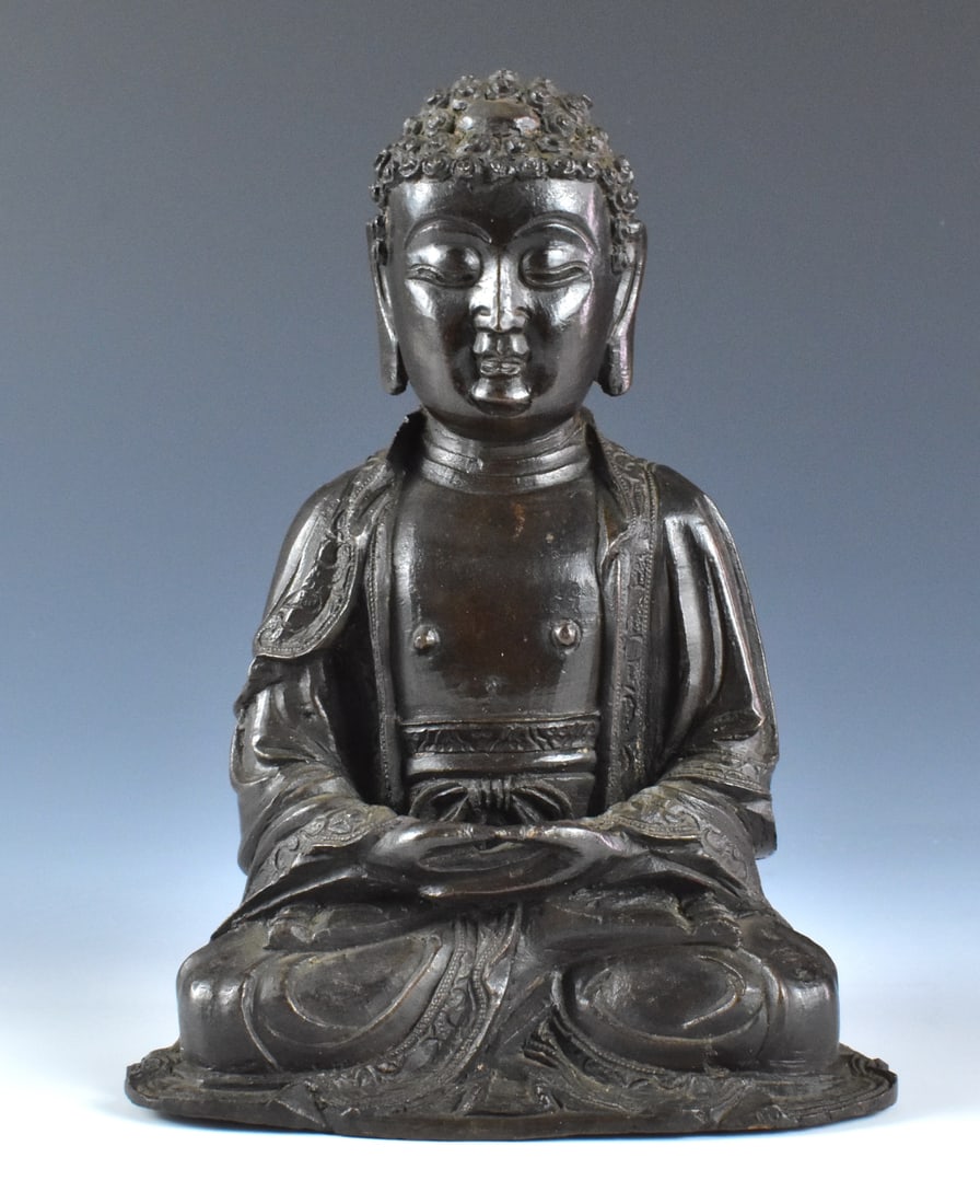Chinese Bronze Cast Seated Buddha Figure,17th C. (1 of 13)
