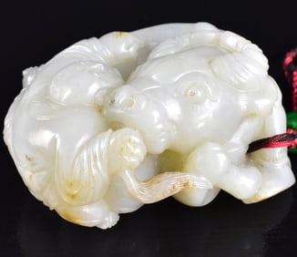 Chinese White Jade Carved Boy & Buffalo, 20th C.