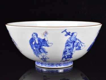 Japanese Blue &Copper Red 8 Immortals Bowl,Meiji P
