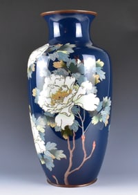 Large Japanese Cloisonne Floral Vase,Meiji Period