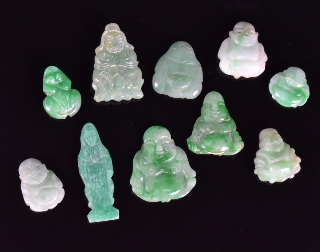 Group of 10 Chinese Jadeite Carved Plaque, Qing D. (1 of 5)