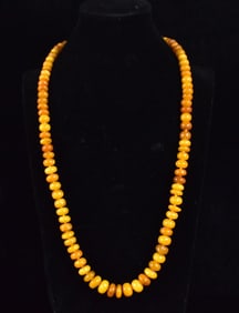 Chinese Beeswax Carved Necklace, Qing Dynasty