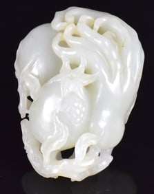 Large Chinese Jade Carved "Sanduo" Toggle,19th C.